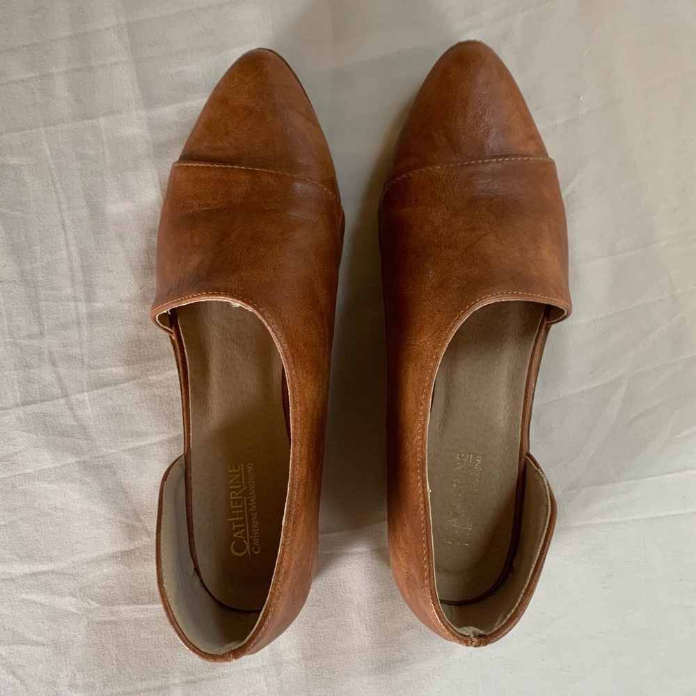 Catherine Malandrino D'Orsay Brown Leather Flats - Size 8